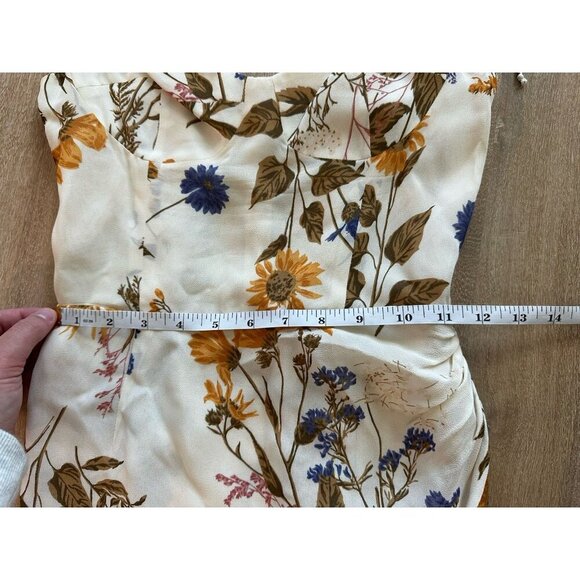 Reformation Kourtney Dress in Frolic Size 0 Midi Cream Floral High Slit Feminine - Picture 10 of 11